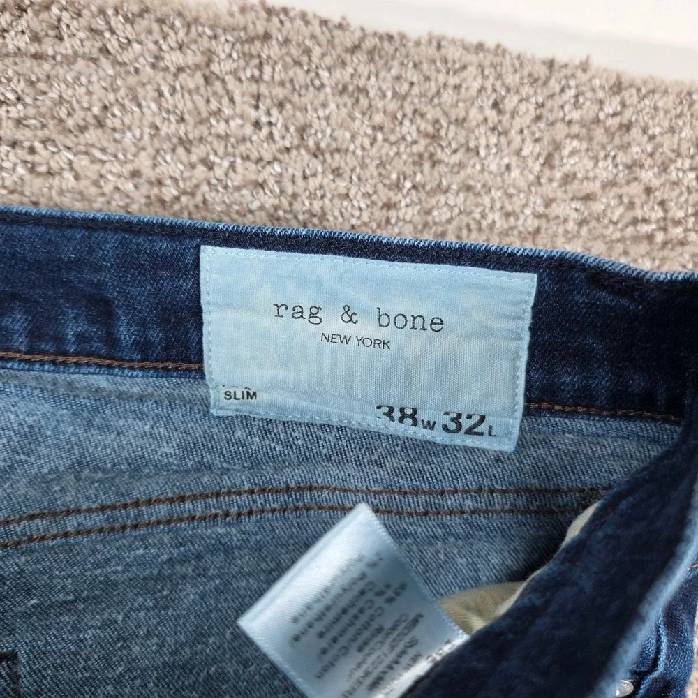 Rag & Bone Fit 2 Slim Jeans Mens 38x32 Dark Wash Rinse Cotton Cashmere